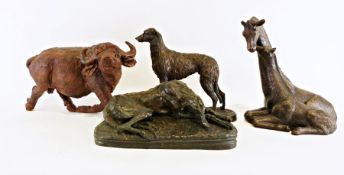 Bronze sculpture of Irish wolfhound, signed 'Gavrard, London', a cold cast bronze sculpture of an