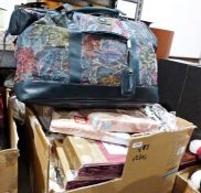 Ten boxes and two holdalls of assorted textiles, linen, duvet covers, etc.