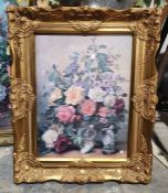 Two modern wall mirrors and a still life print (3)