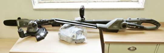 Cordless lawn and garden multi-tool system to include hedge and pole trimmer, grass trimmer, edger