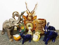 Large Capodimonte style teapot, a West German style vase, together with assorted china and