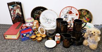 West German style ceramic vase, a Sadler circus teapot together with assorted china and household