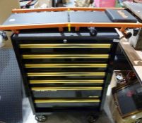 Clark HD-Plus tool cabinet together with a Halford's padded car rack creeper