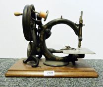 Vintage Willcox and Gibbs sewing machine, a modern fire set, a pair of modern table lamps, a pair of