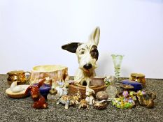 Sylvac pottery bowl, a Crown Devon model of a dog (damaged), 1950's vintage General Electric toaster