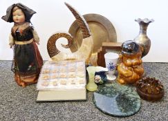 Arts & Crafts style metal box together with assorted dinnerwares and household items