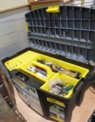 Stanley tool box with various tools