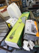 Garden Gear garden tiller, a Karcher window vac, Challenge Extreme 400W water pump and an air