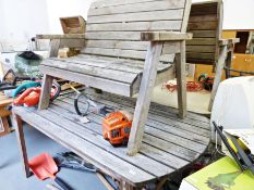 Garden table, two garden benches, two garden chairs, two footstools and two other garden tables (9)