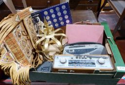 Vintage Roberts radio together with various household items ( 1 box)