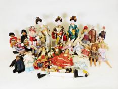 Two Aynsley teacups, a Wedgwood cup and saucer, various further china ware and various dolls (3