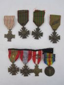 Collection of eight WWI French war medals