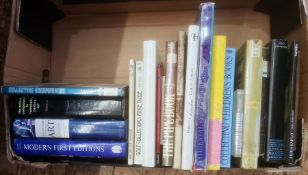 Quantity of books on collecting, fine arts, books, paintings, etc (2 boxes)