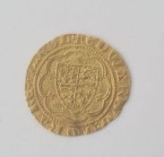 Edward III 1327 - 77 gold quarter noble, treaty period (1361-69). Lis in central compartment of