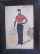 19th century school Watercolour  Soldier in red military dress, inscribed verso 'Henry Holbrook,