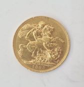 Victoria 1837-1901 gold veiled head sovereign, London 1899