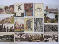 Quantity of postcards, early to mid 20th century, four adverts, 50 for art, 80 real photographic