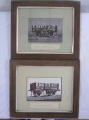 Two reproduction black and white photographs of coal wagons 