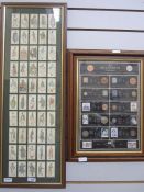 Framed collection of Players cigarette cards on various Dickens characters and 'The Millennium