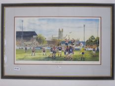 Colour print of Gloucester RFC, Kingsholm by Jenny Steward