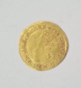 Charles I, 1625-1649, gold tower unite, mint mark heart 1629-30, stuck on a large flan S.2688 weight