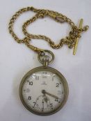 Omega military issue pocket watch with Arabic white enamel dial, subsidiary dial, marked to