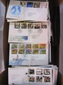 Box of least 400 GB FDCs without addresses or typed, UMM definitives, mostly small square value,