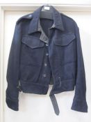 Grey military flying jumpsuit with label 'Size No.8, 22C/1144, Height 6ft - 6ft 3, breast 39