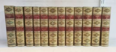 Fine bindings:- Works of William Makepeace Thackeray, Smith Elder & Co 1870's, half green calf, gilt