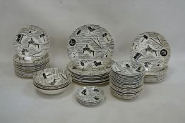 Ridgways Homemaker part dinner service including various plates and bowls, in black and white