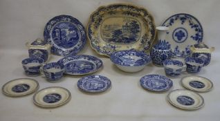 Mixed blue and white to include Spode, Royal Cauldon, Masons, etc