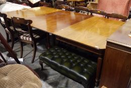 William IV mahogany extending dining table with single leaf, rectangular, on reeded tapering
