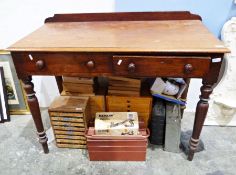 Early 20th century walnut washstand, the rectangular top with moulded edge, above two drawers, on