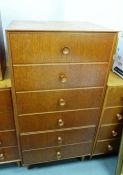 Meredew oak chest of six drawers, on turned supports, 61cm x 123.5cm