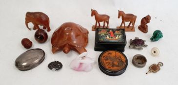 Papiermache circular snuff box with transfer print decoration of mother and children, a novelty