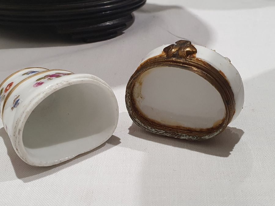 Two Meissen porcelain miniature trefoil pedestal bowls, relief floral spray and bug decorated, - Image 26 of 27