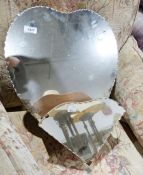 20th century mirror with heart-shaped back glass, in a heart-shape with shelf