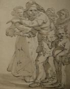 Mixed lot of unframed unsigned 19th century engravings, prints, pencil drawings and watercolours,
