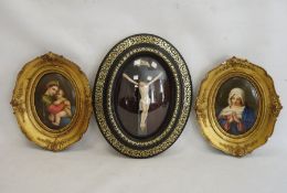 Pair of 19th century Berlin porcelain plaques, oval, one after Raphael 'Madonna Della Sedia' and the