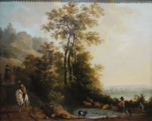 Manner of Aelbert Cuyp (19th century school) Oil on canvas  Figures on horseback and man tending