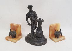 Black painted metal door porter in the form of a blacksmith, marked to base 'Kacah 1985' and a