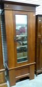 Early 20th century walnut single mirrored door wardrobe 90cm x 198cm