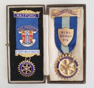 Silver-gilt and enamel Rotary medal having blue ribbon, gross weight approx. 25g and another