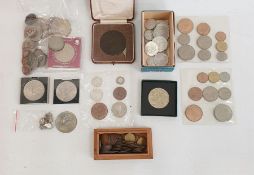Quantity of various old coins, banknotes and other collectables (1 box)