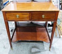 19th century mahogany washstand, the rectangular top above two drawers, on square section tapering