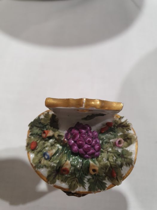 Two Meissen porcelain miniature trefoil pedestal bowls, relief floral spray and bug decorated, - Image 15 of 27