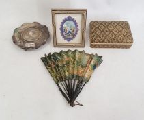 Small quantity carved mother-of-pearl game counters, small Persian miniature on mother-of-pearl