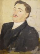 Jacques Emile Blanche (French, 1861-1942)  Oil on board Half-length portrait of a young man smoking,