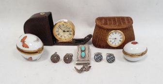 Silver money clip set with pair of turquoise oval-coloured stones, silver cufflinks, Dubarry