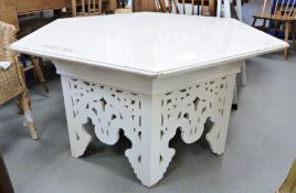 ********* WITHDRAWN ************ 20th century cream painted coffee table with hexagonal top,